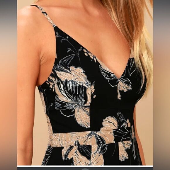 NWT Lulu Darling Daylily Black Floral Print High-Low Maxi Dress size S - Picture 4 of 15